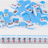 Maxbell Travel Mini Mahjong Board Game, 144 Tiles Mahjong for Outdoor Gathering Home Blue
