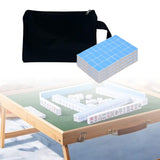 Maxbell Travel Mini Mahjong Board Game, 144 Tiles Mahjong for Outdoor Gathering Home Blue