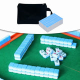 Maxbell Travel Mini Mahjong Board Game, 144 Tiles Mahjong for Outdoor Gathering Home Blue