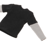 Maxbell 1/12 Scale Long Sleeve T Shirt Miniature Clothing for 6" Male Action Figures Black