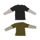 Maxbell 1/12 Scale Long Sleeve T Shirt Miniature Clothing for 6" Male Action Figures Black