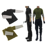 Maxbell 1/12 Scale Long Sleeve T Shirt Miniature Clothing for 6" Male Action Figures Black