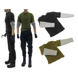 Maxbell 1/12 Scale Long Sleeve T Shirt Miniature Clothing for 6" Male Action Figures Black