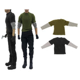 Maxbell 1/12 Scale Long Sleeve T Shirt Miniature Clothing for 6" Male Action Figures Black