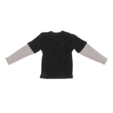 Maxbell 1/12 Scale Long Sleeve T Shirt Miniature Clothing for 6" Male Action Figures Black