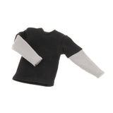 Maxbell 1/12 Scale Long Sleeve T Shirt Miniature Clothing for 6" Male Action Figures Black