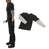 Maxbell 1/12 Scale Long Sleeve T Shirt Miniature Clothing for 6" Male Action Figures Black