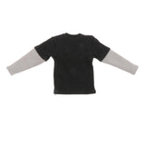 Maxbell 1/12 Scale Long Sleeve T Shirt Miniature Clothing for 6" Male Action Figures Black