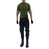 Maxbell 1/12 Scale Long Sleeve T Shirt Miniature Clothing for 6" Male Action Figures Green
