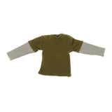 Maxbell 1/12 Scale Long Sleeve T Shirt Miniature Clothing for 6" Male Action Figures Green