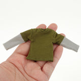 Maxbell 1/12 Scale Long Sleeve T Shirt Miniature Clothing for 6" Male Action Figures Green