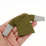 Maxbell 1/12 Scale Long Sleeve T Shirt Miniature Clothing for 6" Male Action Figures Green