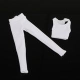 Maxbell 1/12 Scale Women Figure Vest and Pants Accs for 6 inch Female Action Figures White