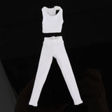 Maxbell 1/12 Scale Women Figure Vest and Pants Accs for 6 inch Female Action Figures White