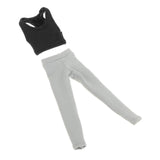 Maxbell 1/12 Scale Women Figure Vest and Pants Accs for 6 inch Female Action Figures Black Gray