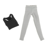 Maxbell 1/12 Scale Women Figure Vest and Pants Accs for 6 inch Female Action Figures Black Gray