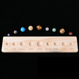 Maxbell 9 Planets Solar System Desktop Decor Wooden Stand Display for Kids Men Adults