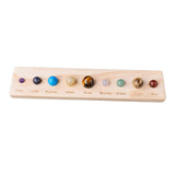 Maxbell 9 Planets Solar System Desktop Decor Wooden Stand Display for Kids Men Adults