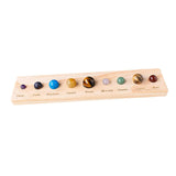 Maxbell 9 Planets Solar System Desktop Decor Wooden Stand Display for Kids Men Adults