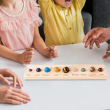 Maxbell 9 Planets Solar System Desktop Decor Wooden Stand Display for Kids Men Adults