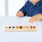 Maxbell 9 Planets Solar System Desktop Decor Wooden Stand Display for Kids Men Adults