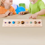 Maxbell 9 Planets Solar System Desktop Decor Wooden Stand Display for Kids Men Adults