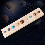 Maxbell 9 Planets Solar System Desktop Decor Wooden Stand Display for Kids Men Adults