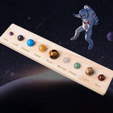 Maxbell 9 Planets Solar System Desktop Decor Wooden Stand Display for Kids Men Adults