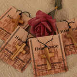 Maxbell Wood Cross Necklace Creative with Lanyard for Christmas Anniversary Birthday