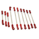 Maxbell 10Pcs RC Steering Servo Link Upgrades Kits for R1003 1:12 Scale RC Hobby Car Red