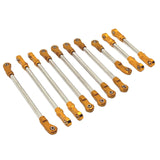Maxbell 10Pcs RC Steering Servo Link Upgrades Kits for R1003 1:12 Scale RC Hobby Car Gold