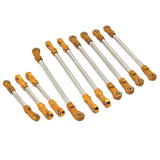 Maxbell 10Pcs RC Steering Servo Link Upgrades Kits for R1003 1:12 Scale RC Hobby Car Gold