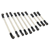 Maxbell 10Pcs RC Steering Servo Link Upgrades Kits for R1003 1:12 Scale RC Hobby Car Black