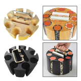 Maxbell Chip Carousel Case Round Sturdy with Handle Casino Token Case Chip Turntable brown