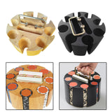 Maxbell Chip Carousel Case Round Sturdy with Handle Casino Token Case Chip Turntable brown