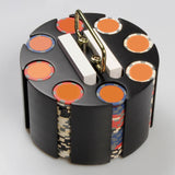 Maxbell Chip Carousel Case Round Sturdy with Handle Casino Token Case Chip Turntable black