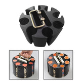 Maxbell Chip Carousel Case Round Sturdy with Handle Casino Token Case Chip Turntable black