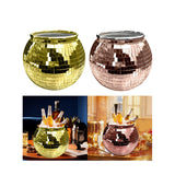 Maxbell Disco Ball Mirror Ice Bucket Keep Ice Cooling Longer Glass Drinkware for BBQ Gold