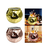 Maxbell Disco Ball Mirror Ice Bucket Keep Ice Cooling Longer Glass Drinkware for BBQ Gold