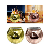 Maxbell Disco Ball Mirror Ice Bucket Keep Ice Cooling Longer Glass Drinkware for BBQ Gold