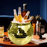 Maxbell Disco Ball Mirror Ice Bucket Keep Ice Cooling Longer Glass Drinkware for BBQ Gold