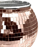 Maxbell Disco Ball Mirror Ice Bucket Keep Ice Cooling Longer Glass Drinkware for BBQ Rose Gold