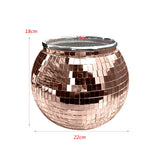 Maxbell Disco Ball Mirror Ice Bucket Keep Ice Cooling Longer Glass Drinkware for BBQ Rose Gold
