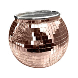 Maxbell Disco Ball Mirror Ice Bucket Keep Ice Cooling Longer Glass Drinkware for BBQ Rose Gold