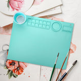 Maxbell Silicone Painting Mat with Cup 19.69"x15.75" Silicone Art Mat for Art Create Light blue