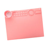 Maxbell Silicone Painting Mat with Cup 19.69"x15.75" Silicone Art Mat for Art Create Pink