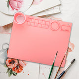 Maxbell Silicone Painting Mat with Cup 19.69"x15.75" Silicone Art Mat for Art Create Pink