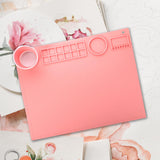 Maxbell Silicone Painting Mat with Cup 19.69"x15.75" Silicone Art Mat for Art Create Pink