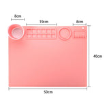 Maxbell Silicone Painting Mat with Cup 19.69"x15.75" Silicone Art Mat for Art Create Pink