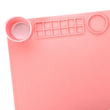 Maxbell Silicone Painting Mat with Cup 19.69"x15.75" Silicone Art Mat for Art Create Pink